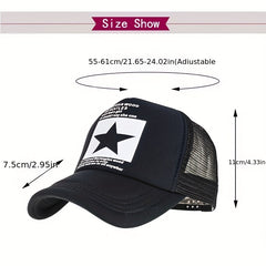 5 Point Star Graphic Mesh Baseball Cap for Summer