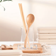 Portable Wooden Tableware Set with Storage Box