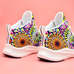 Graffiti Print High Top Running Shoes Lightweight Comfortable Non Slip Sport