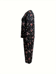 Xmas Lounge Set Women's Lollipop & Polka Dot Print Tee & Pants