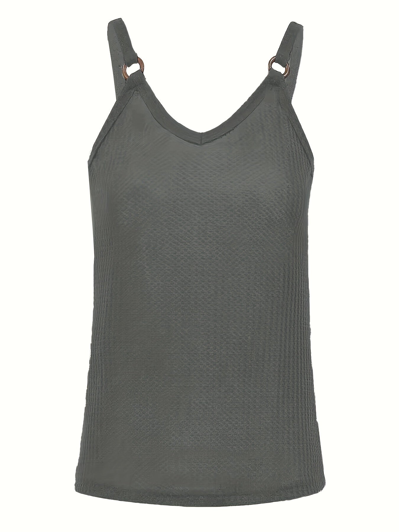 Ring Linked Solid Cami Top V Neck Summer Sleeveless Top