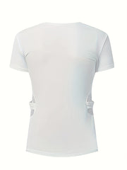 Women's Short Sleeve Sports T-Shirt Round Neck Breathable Loose Yoga Top