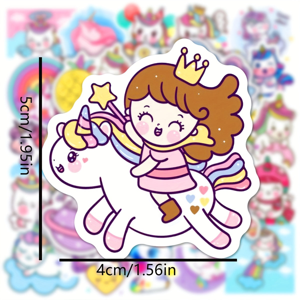50pcs Little Girls And Unicorn Doodle Stickers for Kids