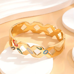 Colorful Eyes Pattern Golden Bracelet for Women, Girls