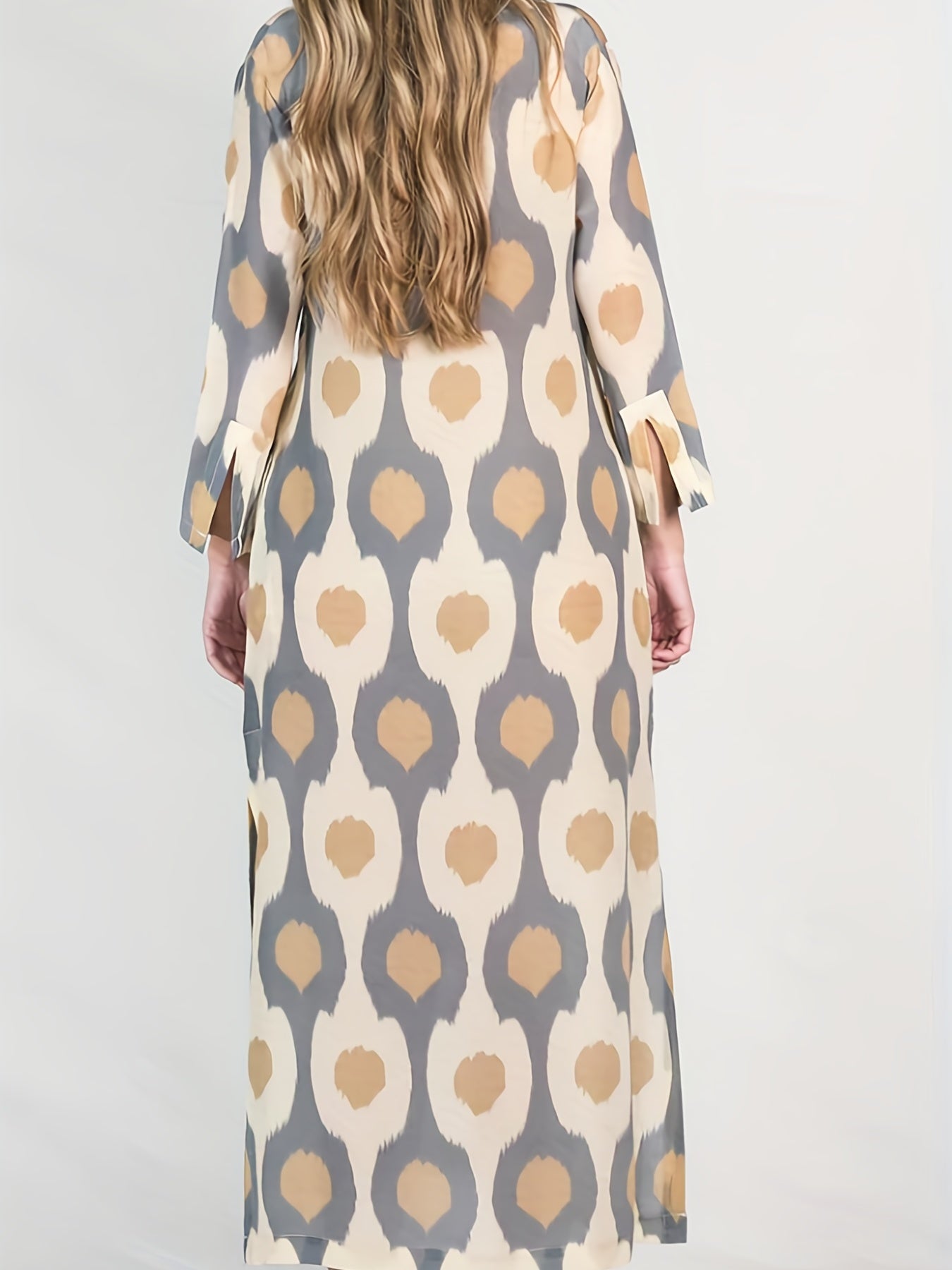 Vintage V-Neck Long Sleeve Maxi Dress
