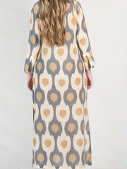 Vintage V-Neck Long Sleeve Maxi Dress