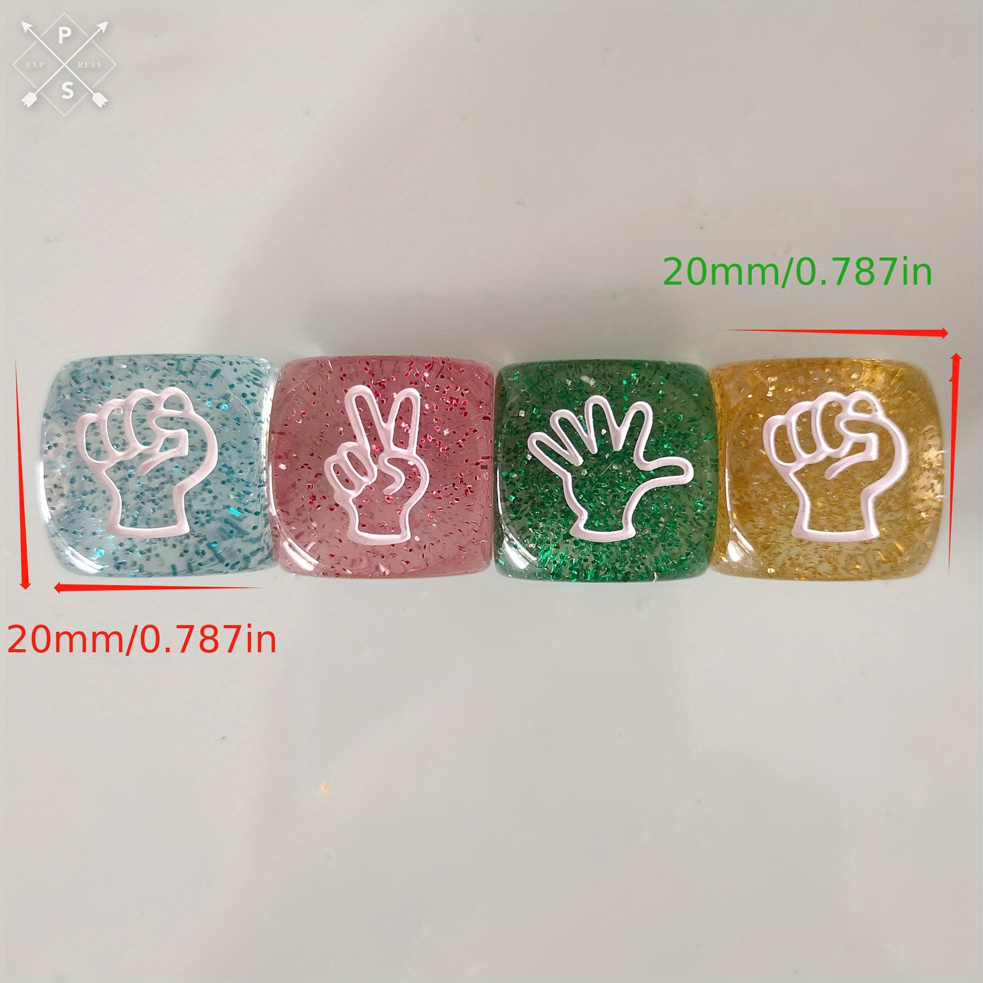 12 Transparent Glitter Dices Finger Puzzle Game 4 Colors 3 Pieces