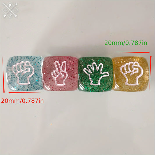 12 Transparent Glitter Dices Finger Puzzle Game 4 Colors 3 Pieces