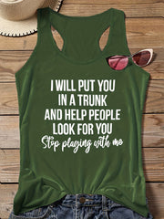 Casual Tank Top Women's Plus Slogan Print Vest Top