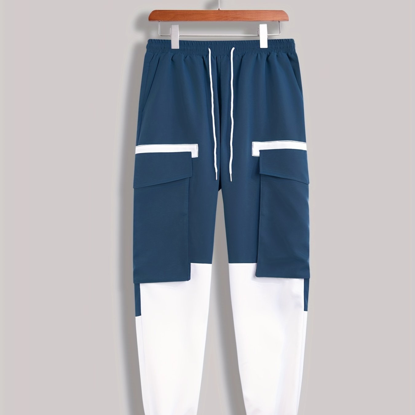 Block Cargo Pants Men's Casual Street Style Pocket Pants