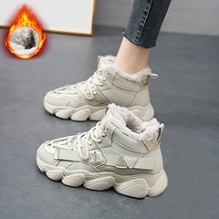 Women's Lace Up Snow Boots Thick Bottom Warm Casual Shoes