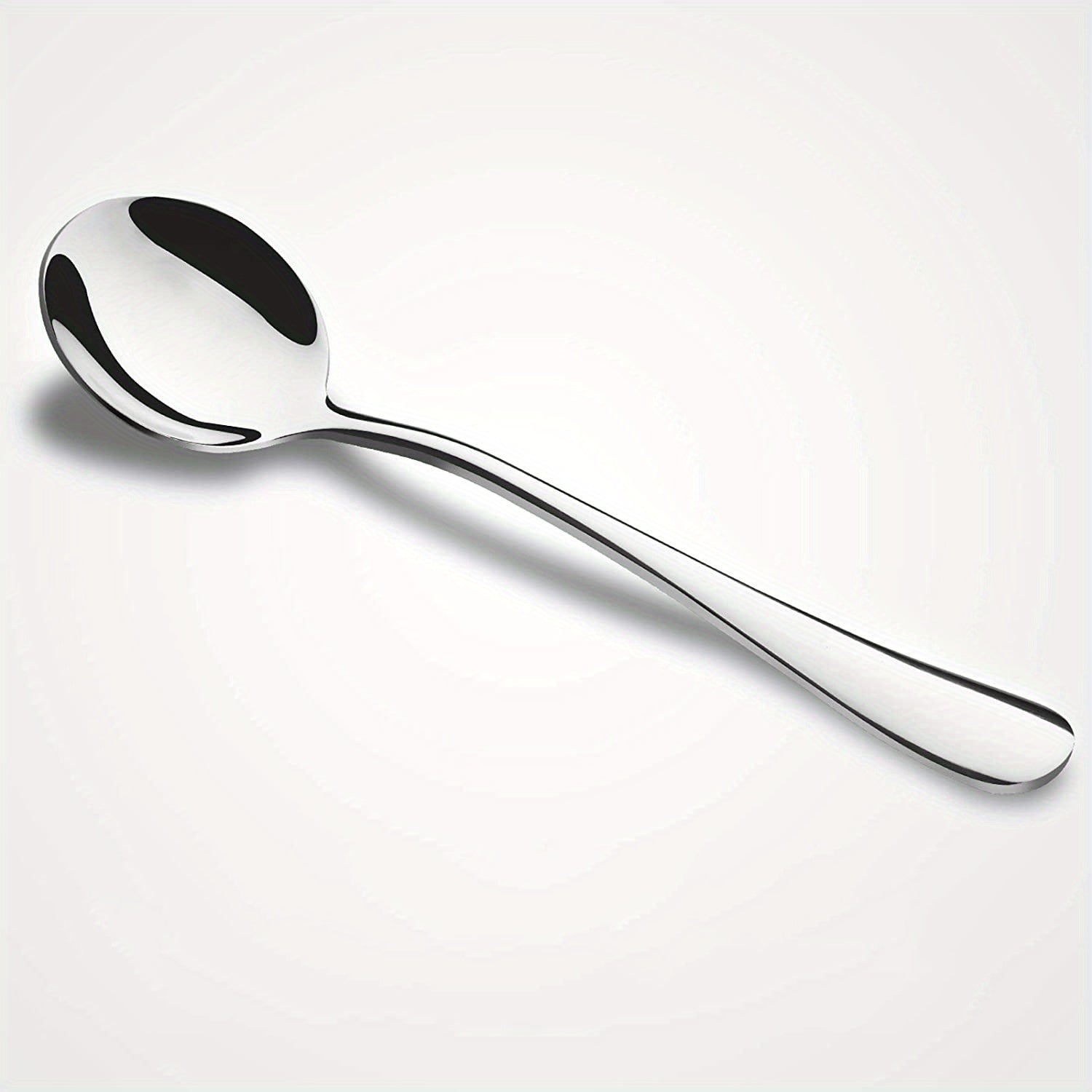 6pcs Stainless Steel Soup Spoons Bouillon Dessert Kitchen Tools