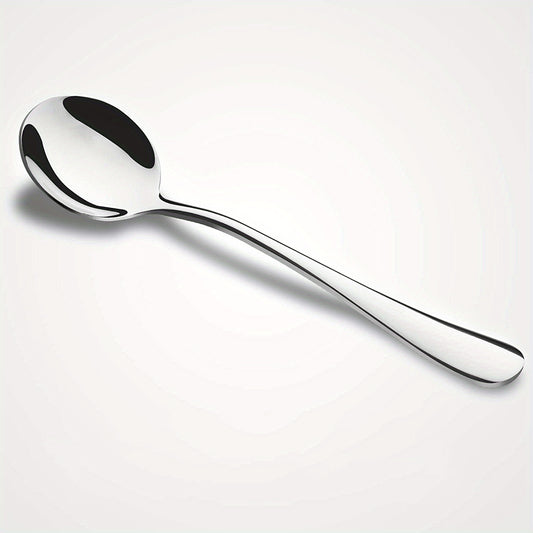 6pcs Stainless Steel Soup Spoons Bouillon Dessert Kitchen Tools