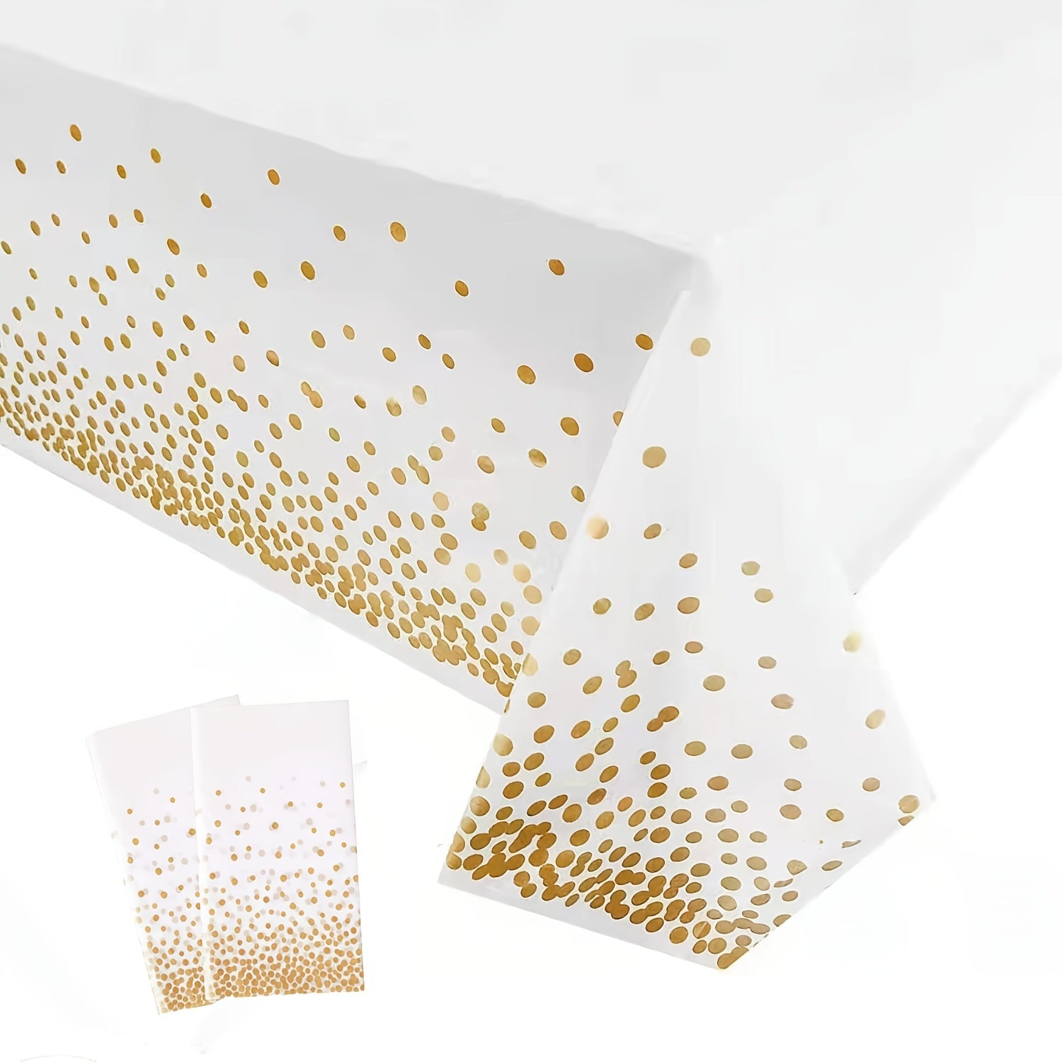 2pcs Plastic Tablecloth 137 X 274 Golden Dot Disposable, Party Decorations