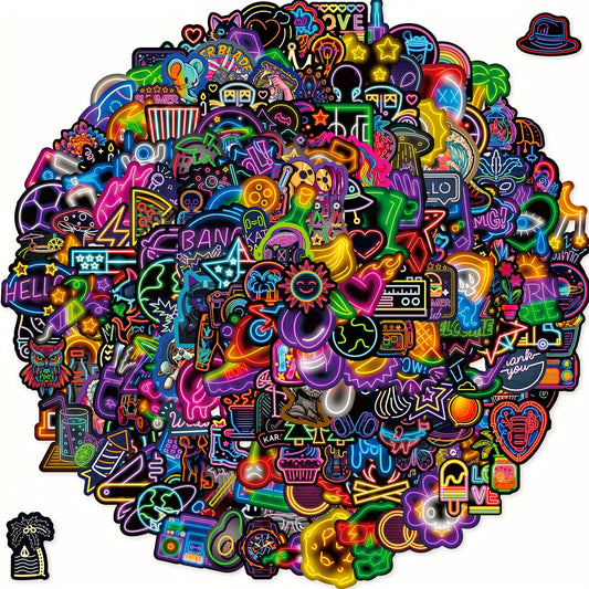 200 Neon Stickers Variety Pack | Self-Adhesive Vinyl Decals
