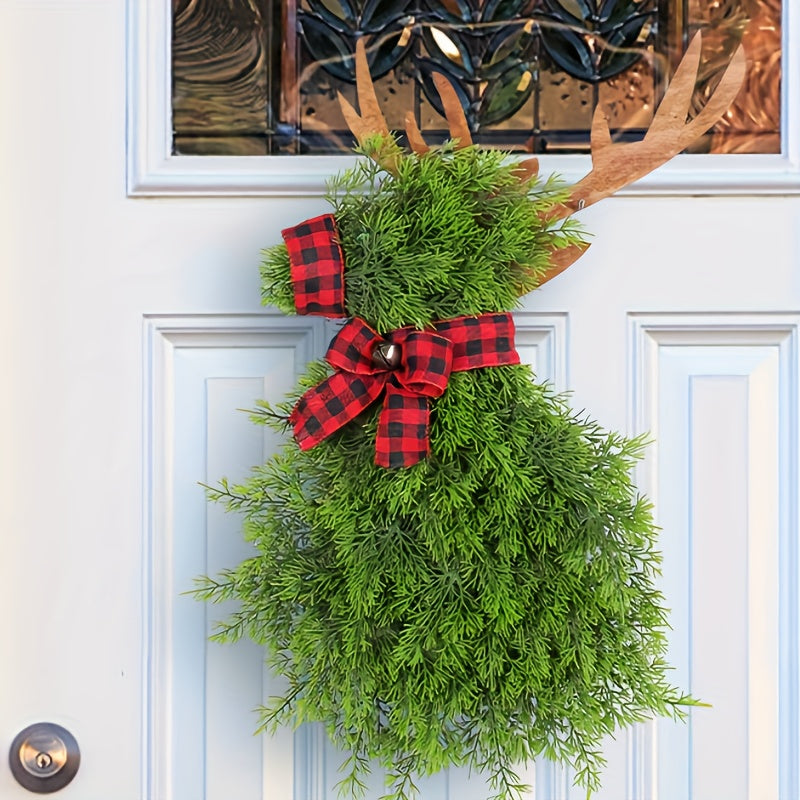 Pine Needle Elk Door Hanging Christmas Wreath Outdoor Decor