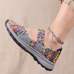 Colorful Braided Walking Shoes Low Top Slip On Casual Outdoor Shoes
