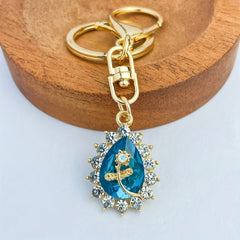 Rose Keychain Crystal Rhinestone Encrusted Bags Wallets Car Keys Pendant
