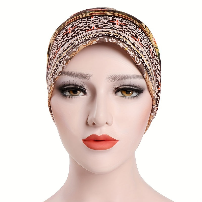 Boho Floral Print Beanie Slouchy Chemo Hat Lightweight Headband
