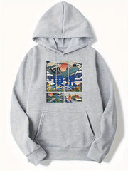 Tokyo Print Hoodies For Men Graphic Sweatshirt With Kangaroo Pocket