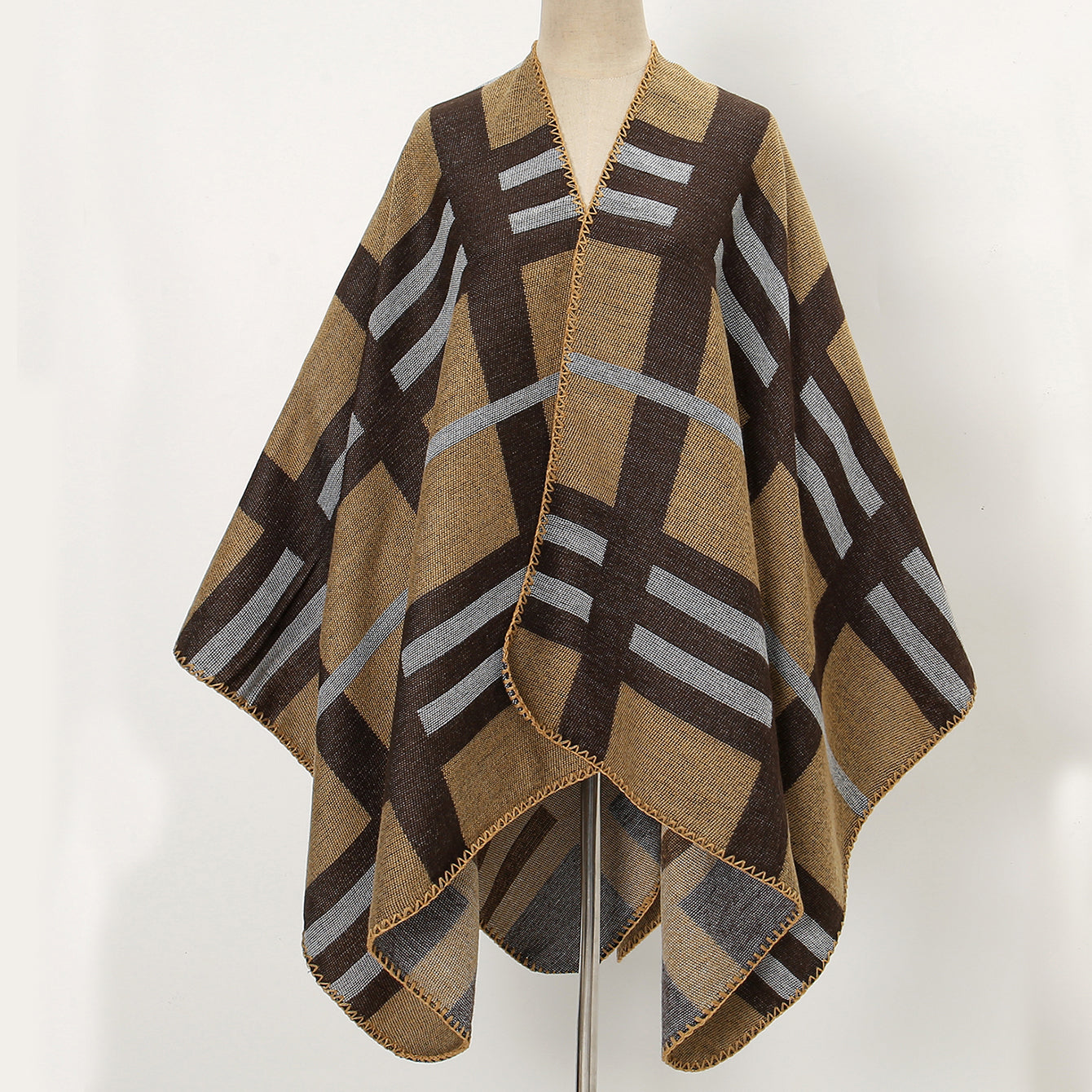 Dark Plaid Scarf Winter Warm Large Blanket Shawl Casual Wrap Accessory