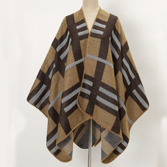 Dark Plaid Scarf Winter Warm Large Blanket Shawl Casual Wrap Accessory