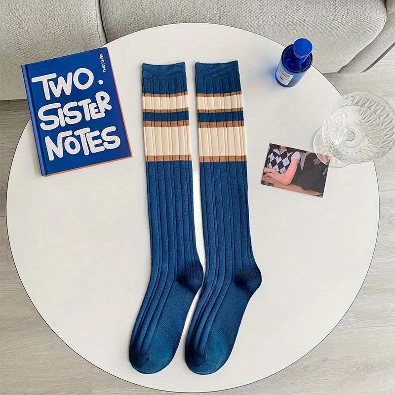 Striped Sports Calf Socks for Women