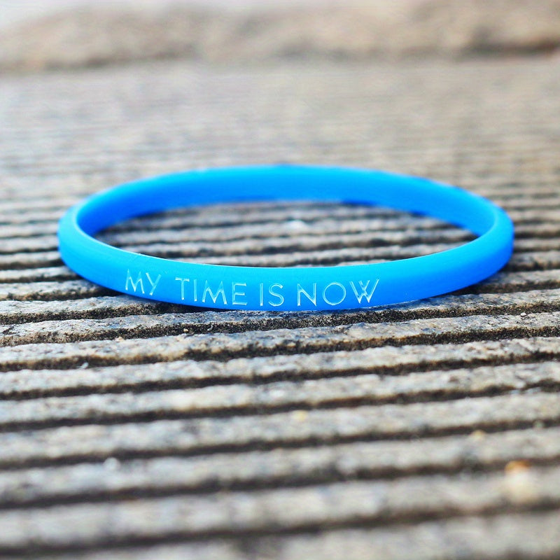 Letter Pattern Silicone Stretch Bracelet for Teens Girls