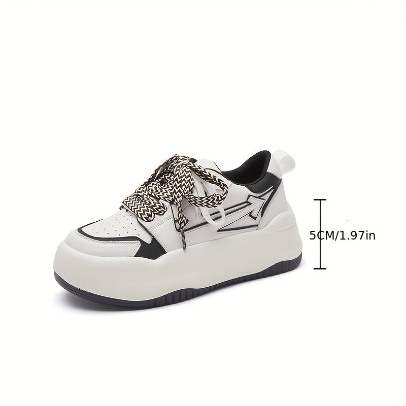 Women's Colorblock Casual Sneakers Low Round Toe Lace Up Shoes