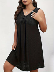 Eyelet Embroidered V-Neck Tank Dress