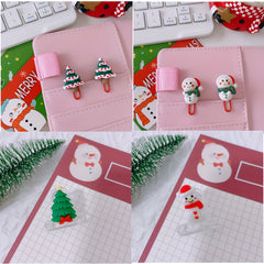 4pcs Christmas Resin Paper Clip Swallowtail Elk Snowman Clip