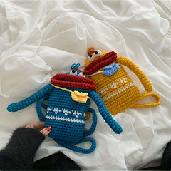 Children's Braided Sausage Mouth Doll Coin Purse Shoulder Bag