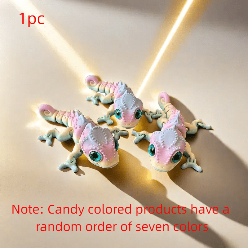 3D Printed Rainbow Chameleon with Realistic Eyes and Flexible Limbs