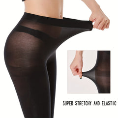 2 Pack Opaque Solid Pantyhose High Waist Slim Footed Pantyhose