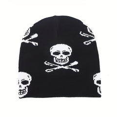 Hip Hop Skull Jacquard Beanie Y2K Knitted Hat Warm Cap