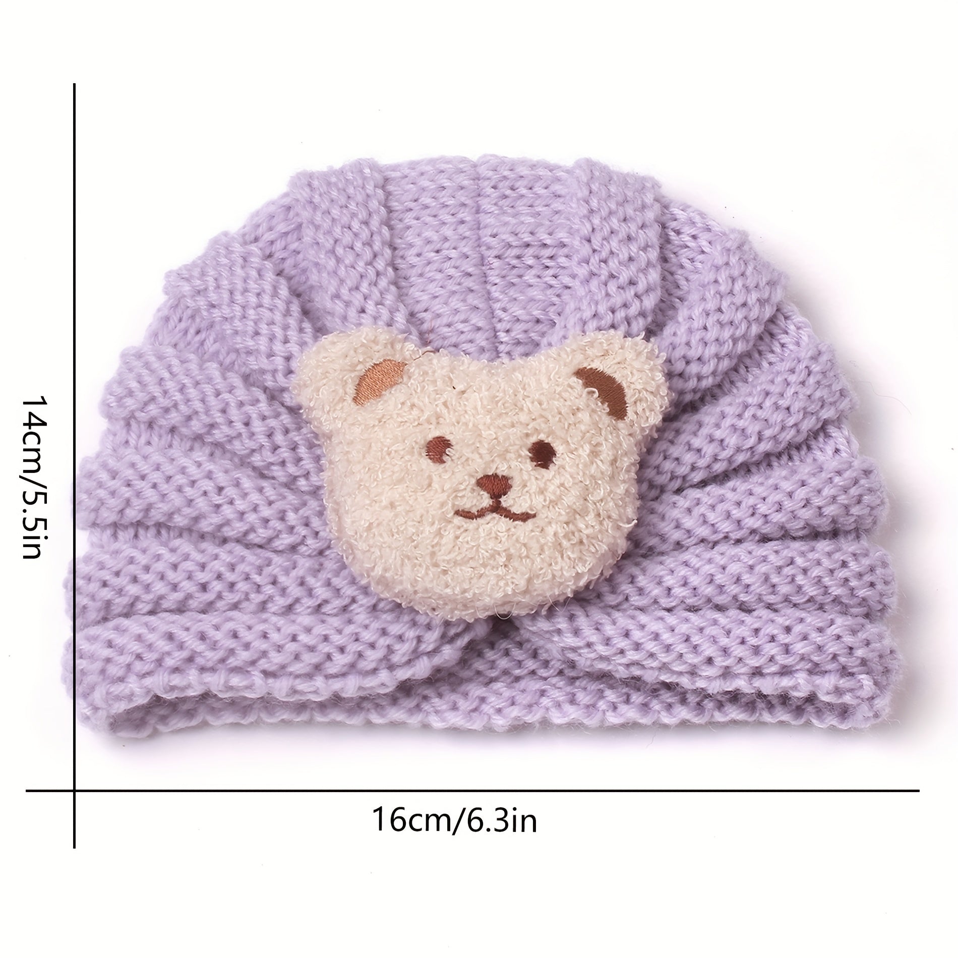 Kids Bear Head Knitted Woolen Baby Hat, 0-3 Years