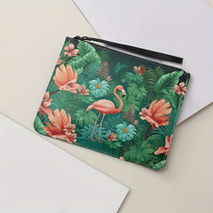 Jungle Flamingo Texture Clutch Bag Soft Leather Envelope Business Cosmetic Bag