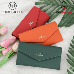 Royal Bagger Leather Wallet RFID Casual Style Envelope Clutch with Coin Pocket