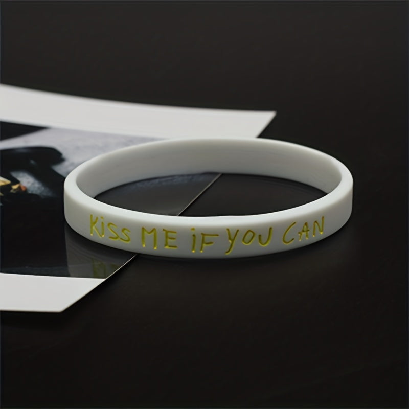 Letter Print Silicone Couple Wristband Bracelet