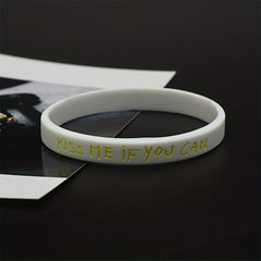 Letter Print Silicone Couple Wristband Bracelet