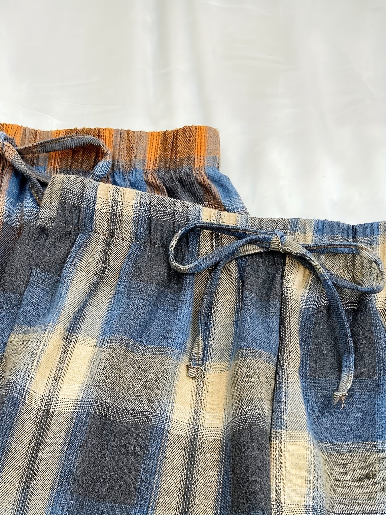 2pcs Plaid Sleep Bottoms Elastic Waistband Pants Women's Sleepwear