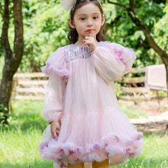 Princess Girls Layered Tutu Dress Romantic Ombre Swing Dress
