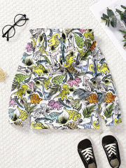 Dinosaur Full Print Boys Zip Up Hooded Sweatshirt Gym Sports Jacket