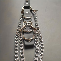 Men's Casual PU Leather Chain Leg Chain Accessories Gothic Pants Chain