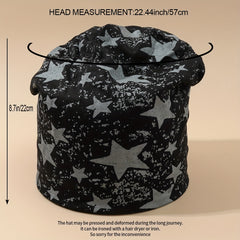 Star Print Hip Hop Beanies Goth Unisex Elastic Skull Cap Vintage