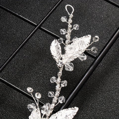 Bridal Headband Leaf Flower Rhinestone Wedding Headwear for Women