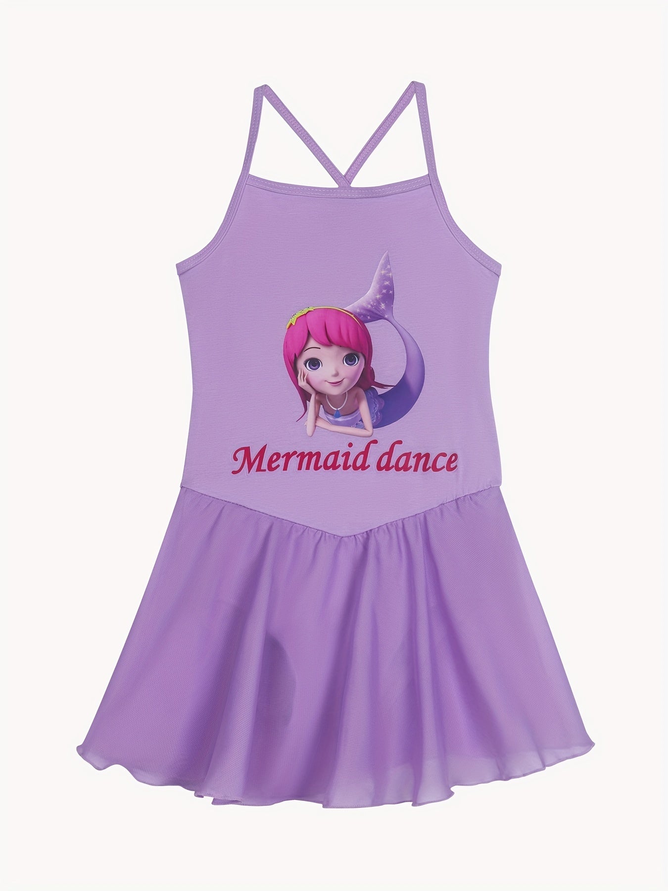 Cartoon Mermaid Ballet Skirt Cross Strap Dance Suit
