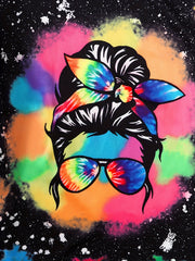 Girls Tie Dyed Portrait Graphic T-Shirt & Shorts Set