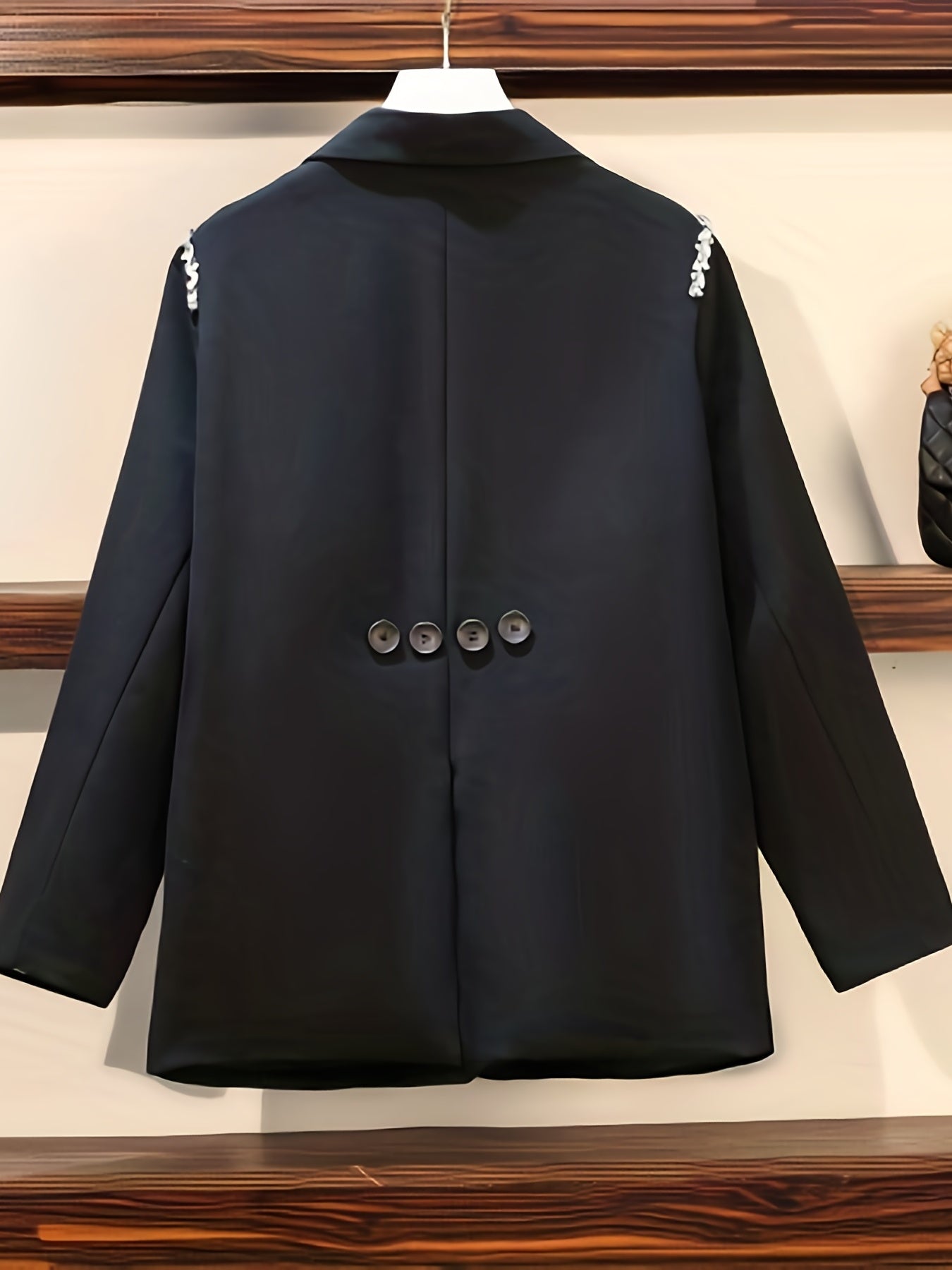 Rhinestone Lapel Collar Slim Fit Blazer