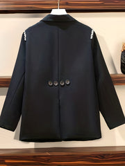 Rhinestone Lapel Collar Slim Fit Blazer